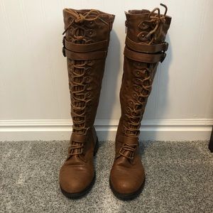 Brown lace up boots